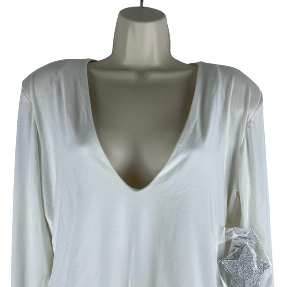 Good American Good Body Power Shoulder Bodysuit Ivory Size 5/ 2X - Picture 5 of 10